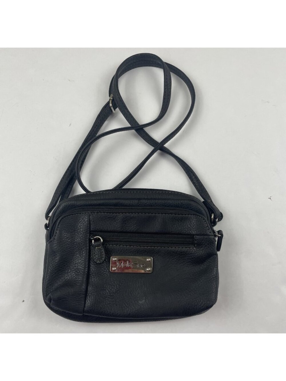 MultiSac Mini Dynamo Crossbody Bag Purse Triple Zip Organization Faux Leather